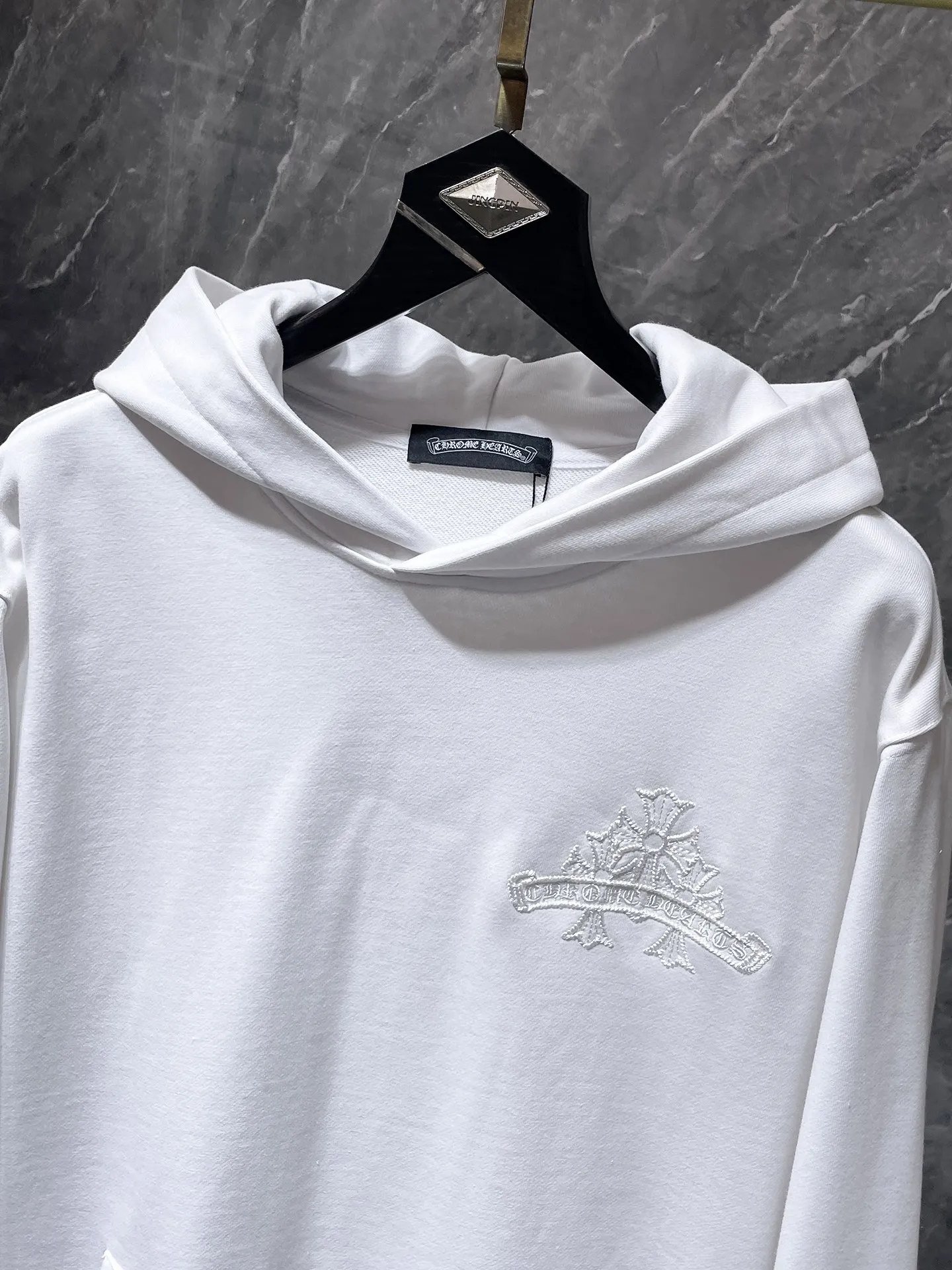 P260 Chrome Hearts Autumn and Winter 2025 Counter Synchronization Chrome Cross Roller Embroidery Hooded Sweatshirt Vacuum Embroidery Method! Heavy embroidery! ! ! Tens of thousands of needles! ! Improved customized version of 1:1 high-gram weight high-quality fabric Recommended color: white black code number: S, M, L, XL
